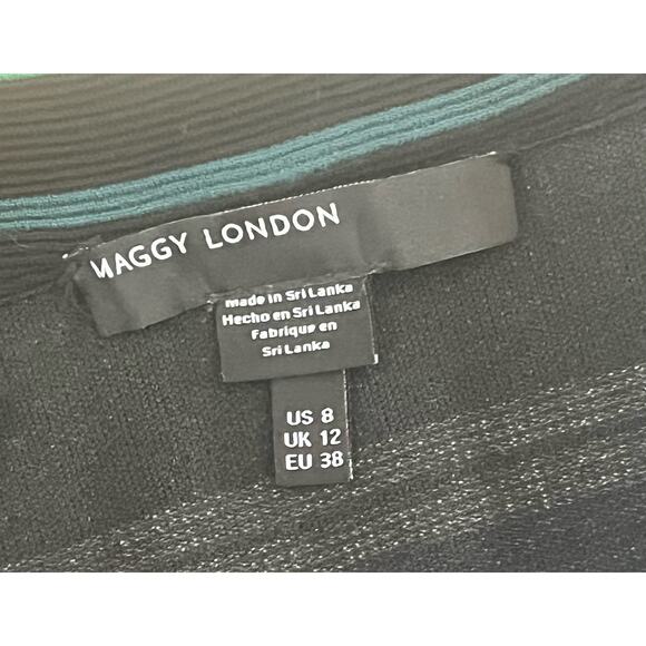 NWT Maggy London Women's Long‎ Sleeve Striped Midi with Asymmetrical Hem Size 8 - Picture 2 of 8